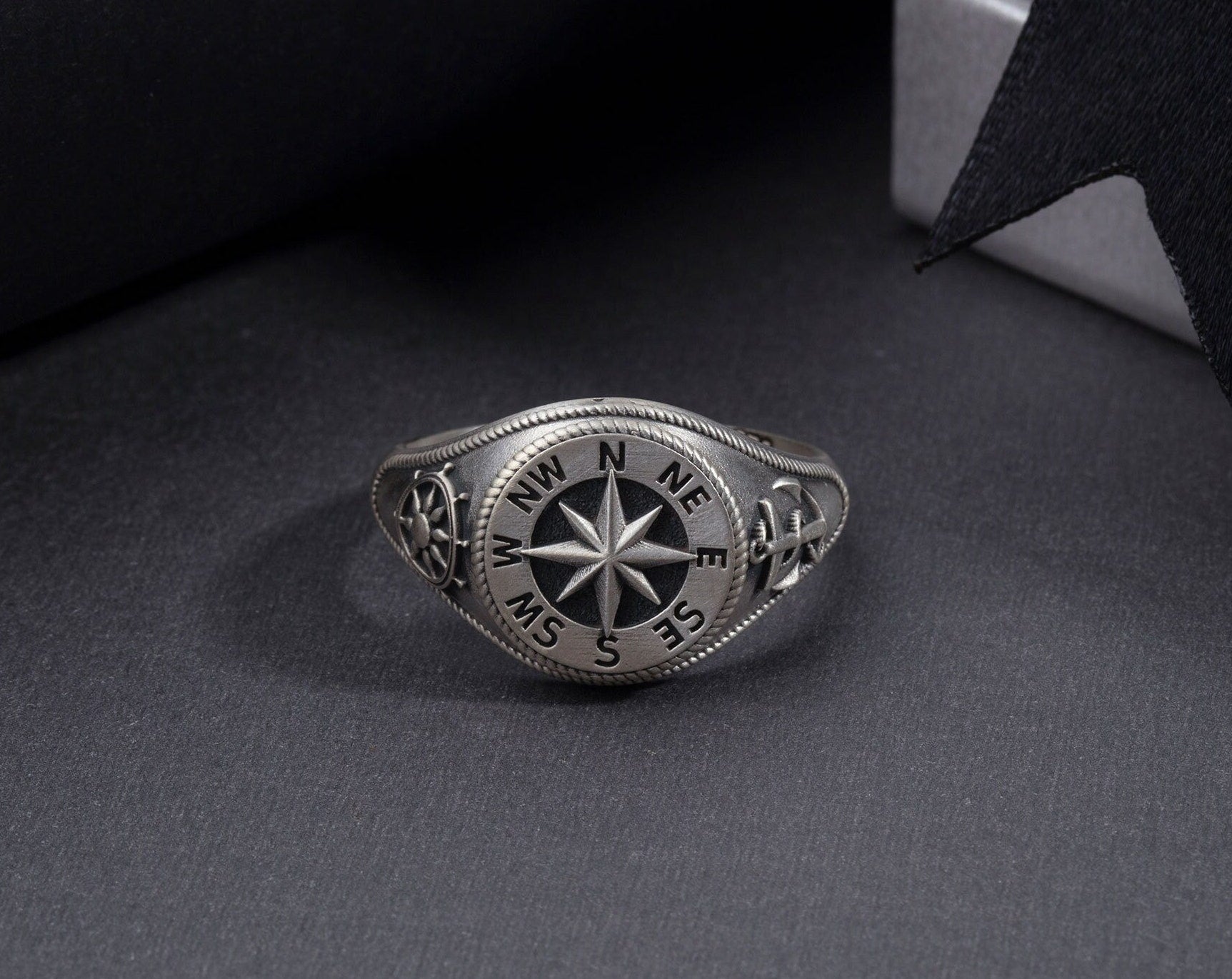 Viking Ring - Sterling Silver Viking Compass Ring, Nordic Tree Of Life