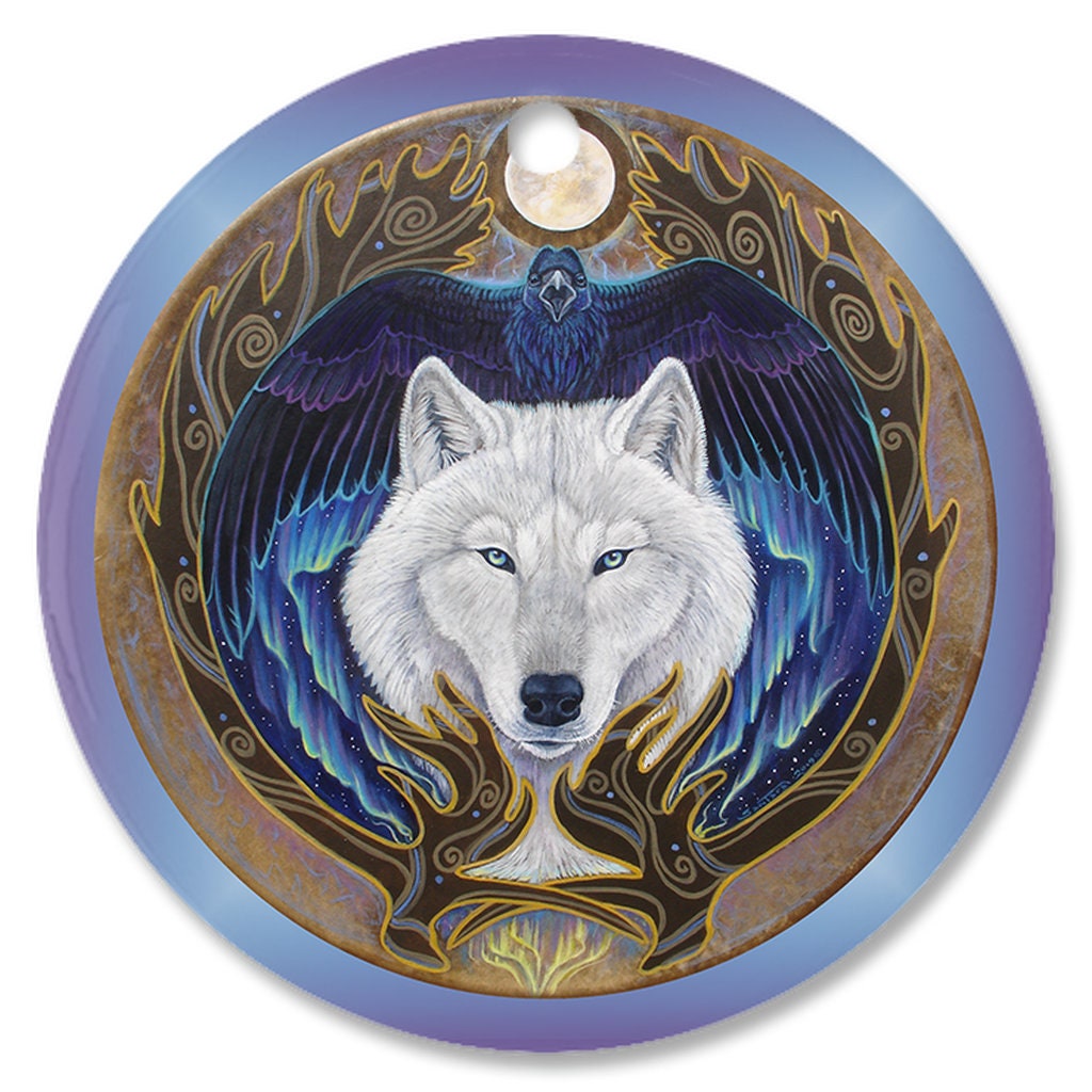 Viking Wolf Rug - Nordic Wolf Round Rug, Viking Wolf Area Rug, Celtic Knot Forest Decor, Mountain