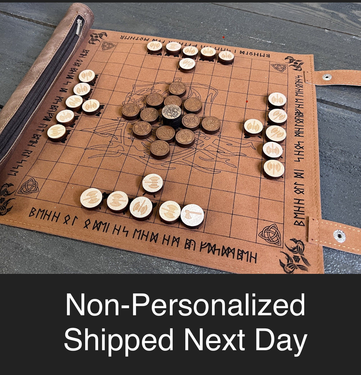 Viking Home Decor - Personalized Viking Chess, Handcrafted Hnefatafl Game, Wood Tokens, 9x9