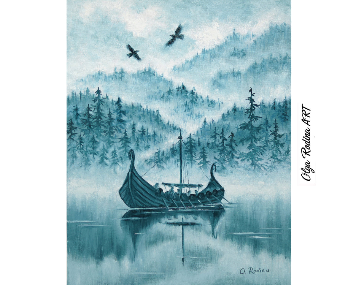 Viking Longship Blanket - Viking Longship Woven Blanket, Norse Storm Sea Tapestry, Dragon Boat