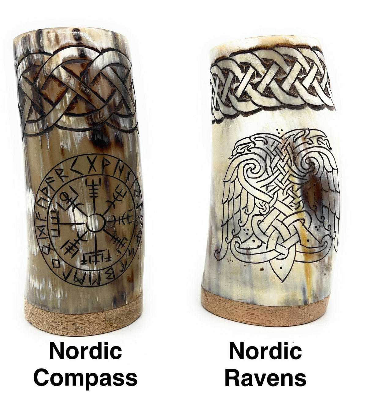 Viking Mug - Viking Horn Drinking Mug, Beer Stein, Nordic Tankard, Genuine Ox Horn, 16-22oz Mug - 1