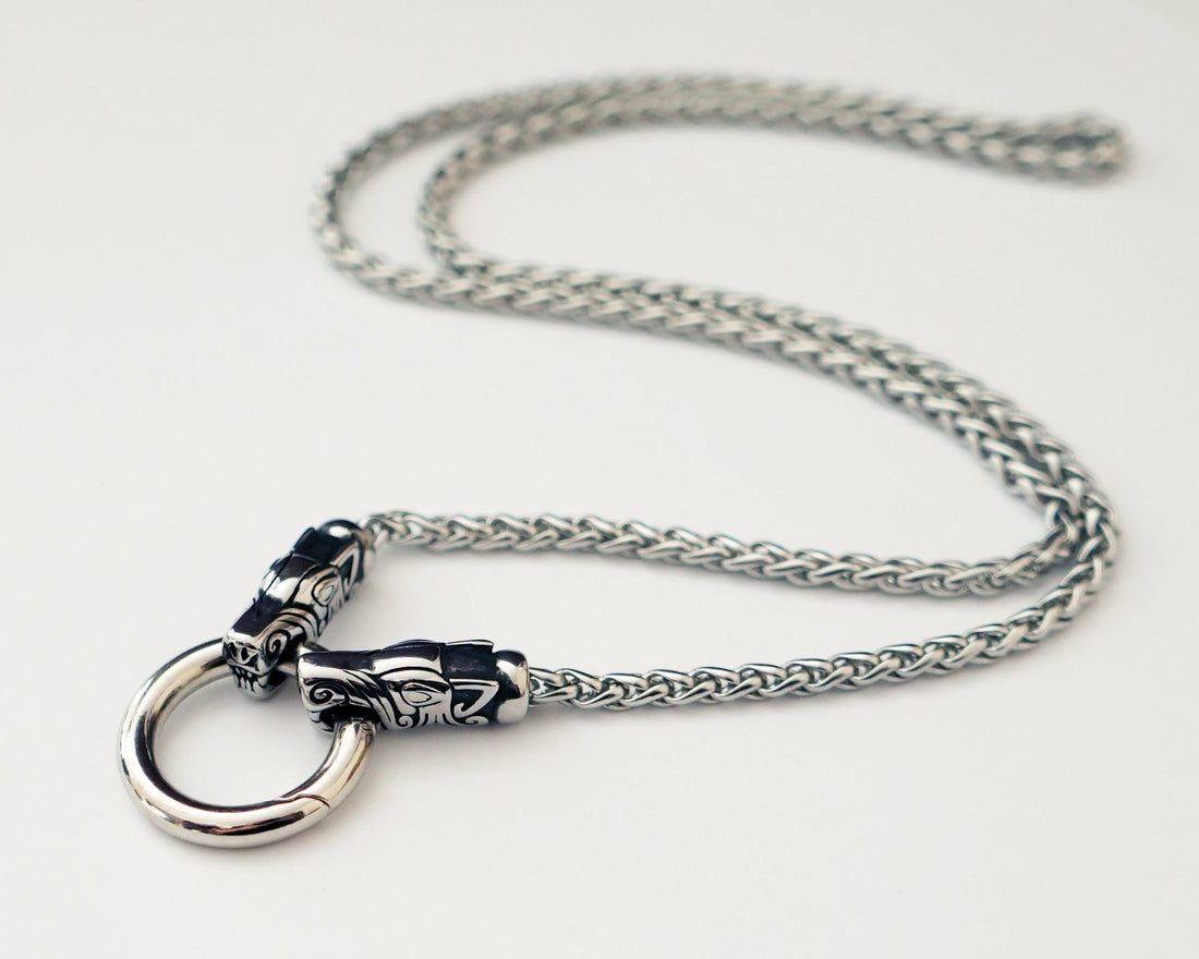 Viking Home Decor - 925 Sterling Silver, Brass, Stainless Steel Terminal Viking Wheat Chain 4 mm