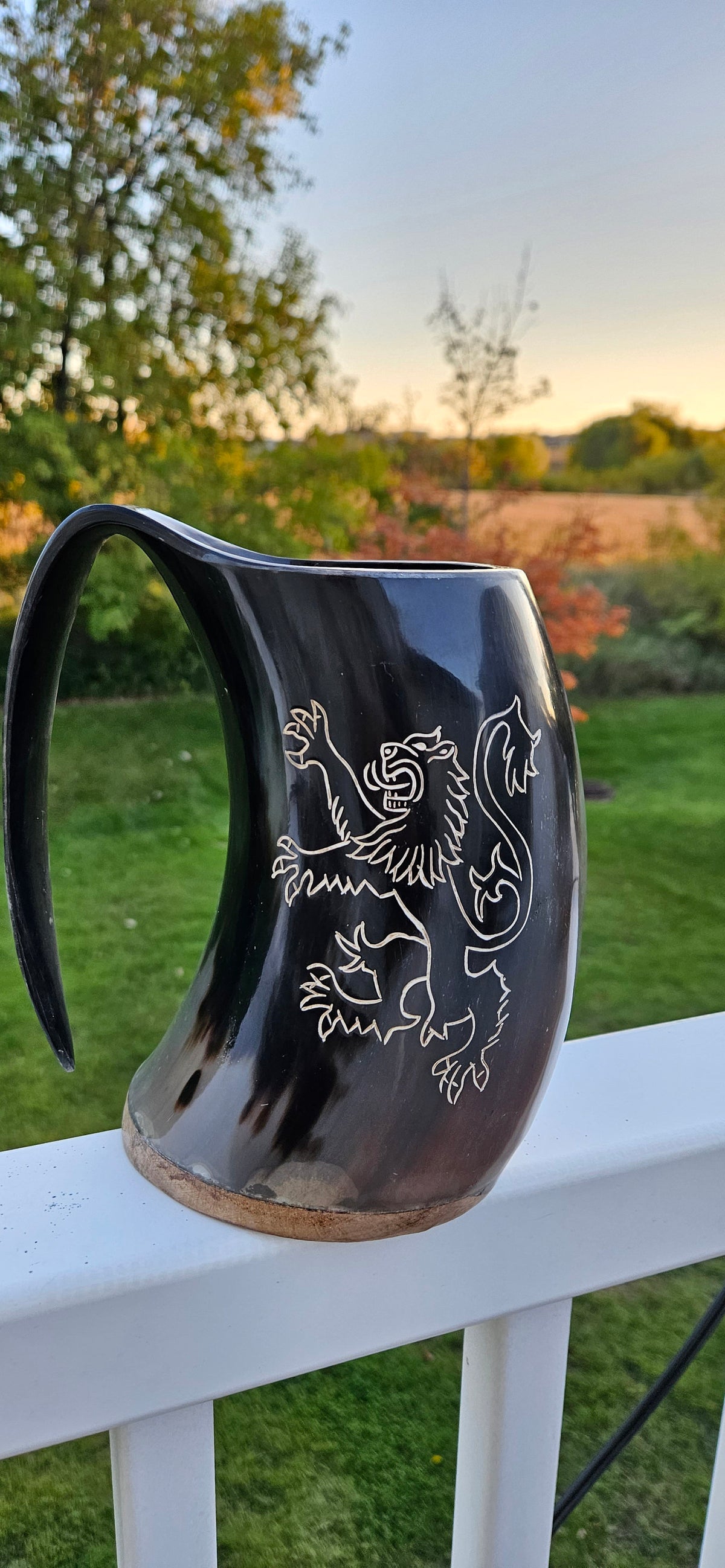 Viking Thor's Hammer Mug - Viking horn-Norse symbol engraved Horn Mugs - Vegvisir, Thor's Hammer