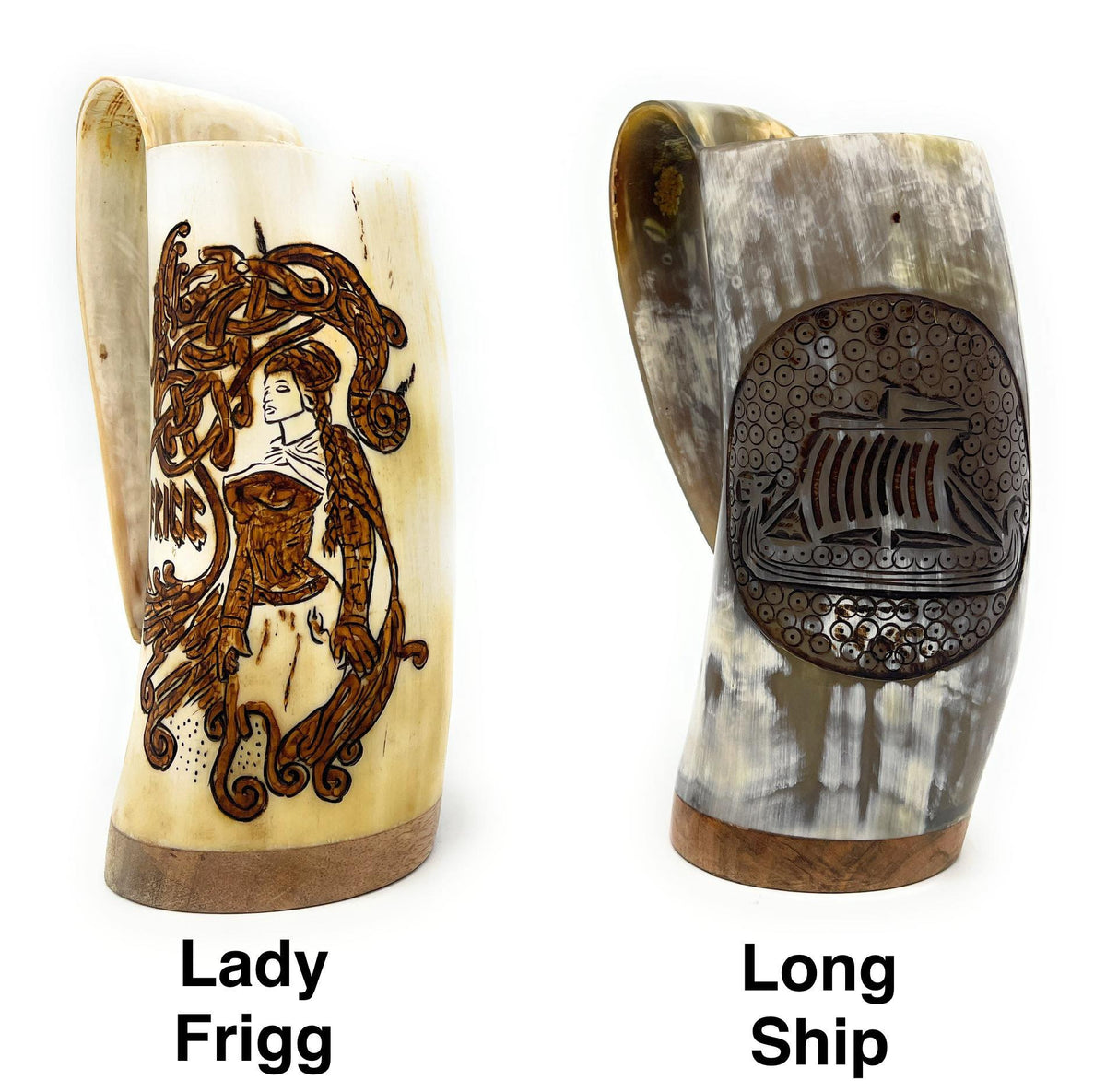 Viking Mug - Viking Horn Drinking Mug, Beer Stein, Nordic Tankard, Genuine Ox Horn, 16-22oz Mug - 1