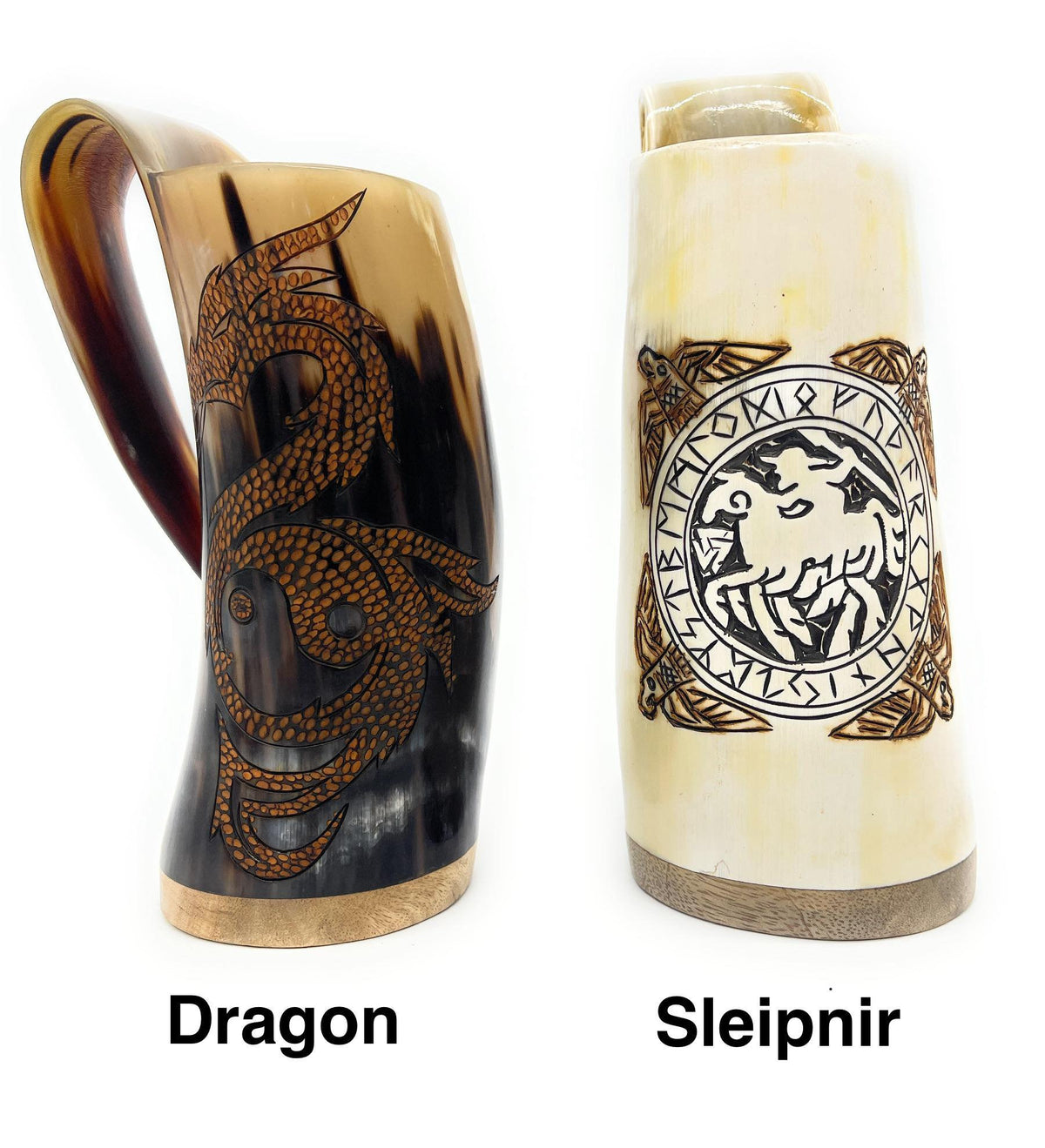 Viking Mug - Viking Horn Drinking Mug, Beer Stein, Nordic Tankard, Genuine Ox Horn, 16-22oz Mug - 1