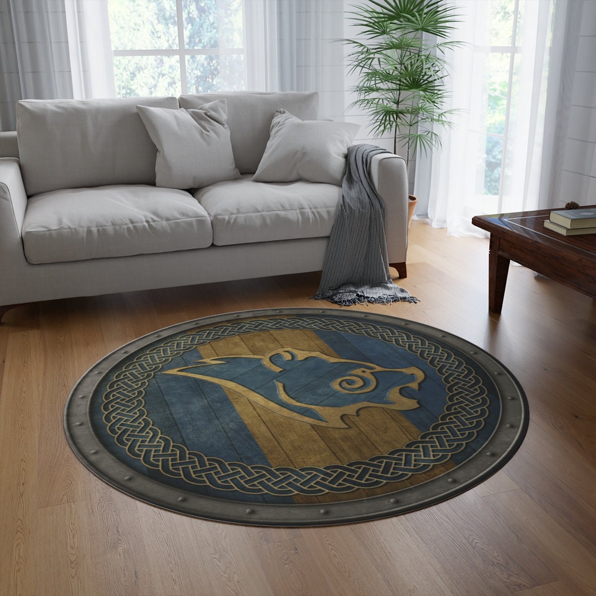 Viking Rug - Round Rug: Viking Knotwork Design, 60" Polyester
