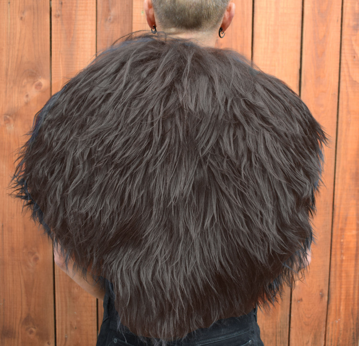 Viking Jacket - Viking Shoulder Fur Cape – Islandic Brown Sheepskin Collar with dragon leather