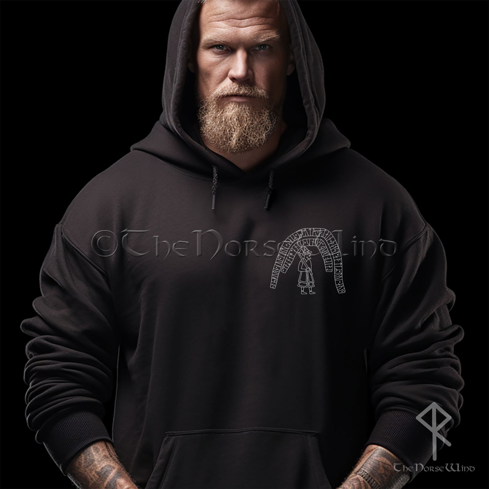 Viking Rune Hoodie - Viking Runes Hoodie, Ancient Gotland Runestone Norse Sweatshirt with Authentic