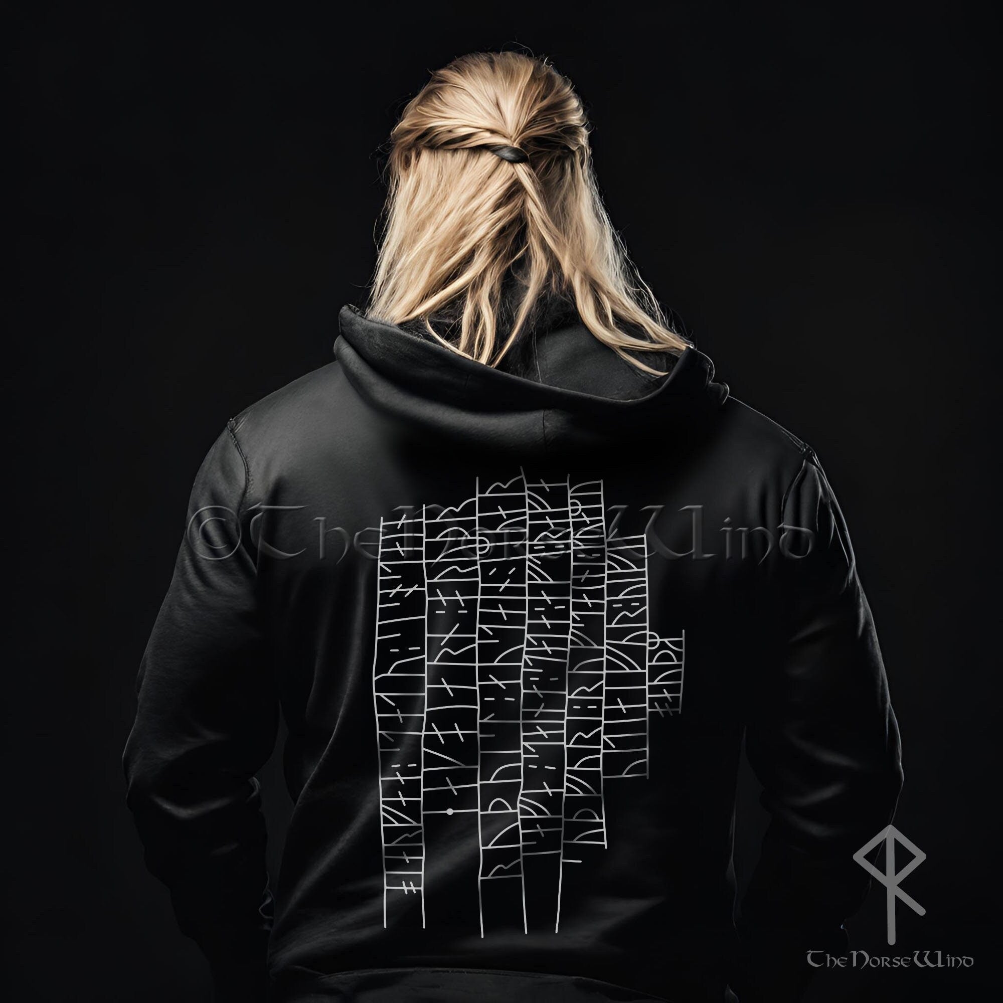 Viking Rune Hoodie - Viking Runes Hoodie, Ancient Gotland Runestone Norse Sweatshirt with Authentic