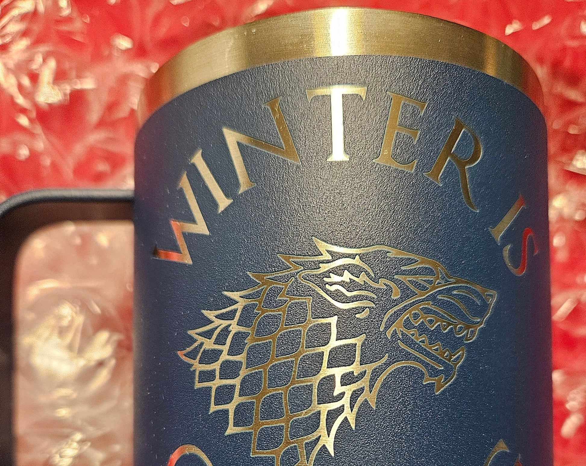 Viking Wolf Mug - Medieval Fantasy Beer Mug – Embossed Ceramic Tankard with Wolf Crest, Large