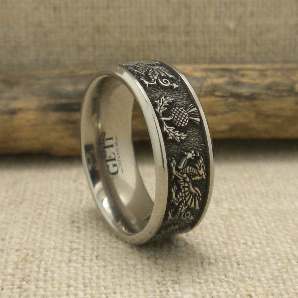 Viking Rune Ring - Custom Viking Rune Titanium Wedding Band, Personalized Norse Ring