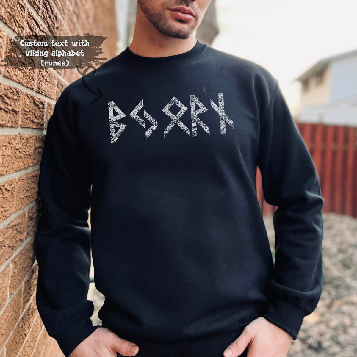 Viking Rune Hoodie - Name in Runes Alphabet Viking Sweatshirt, Norse Personalized Futhark Runes