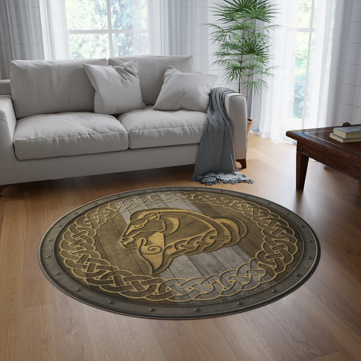 Viking Vegvisir Compass Rug - Vegvisir Viking Compass Rug, Norse Mythology Nordic Decor