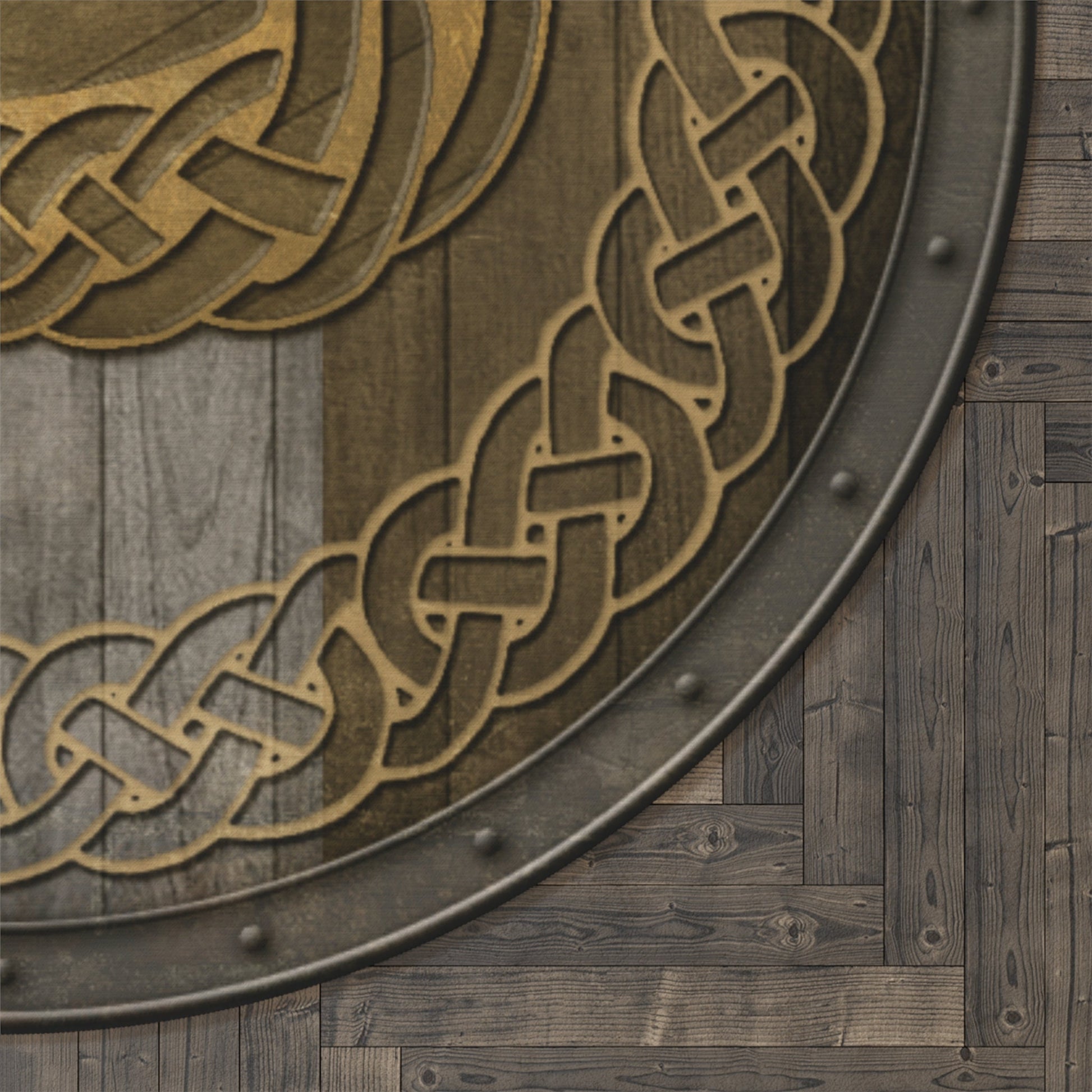 Viking Rug - Round Rug: Viking Knotwork Design, 60" Polyester