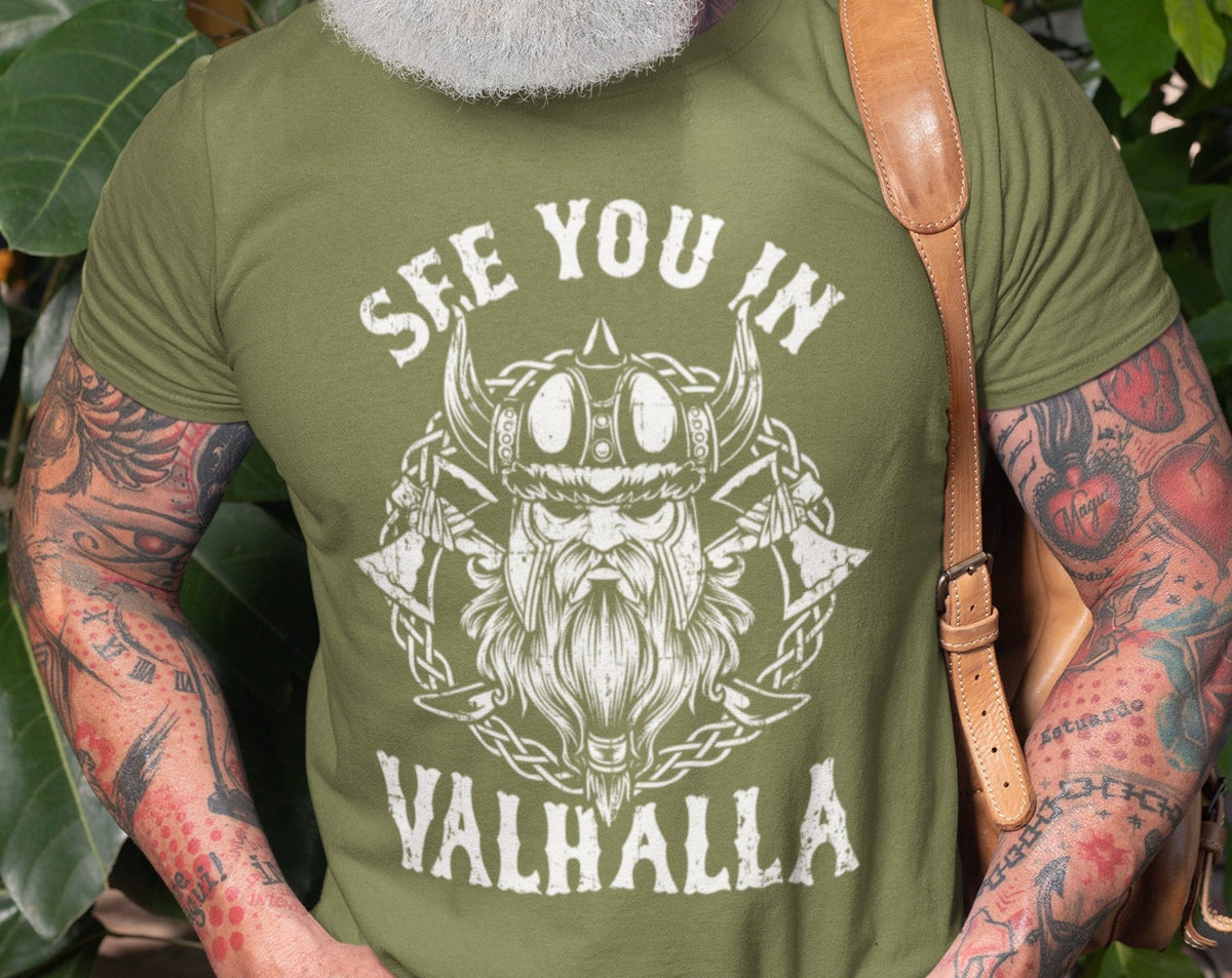 Viking Odin T-Shirt - Viking Sword Valhalla Valkyrie Myth Legend T-Shirt, Nordic Norse Mythology