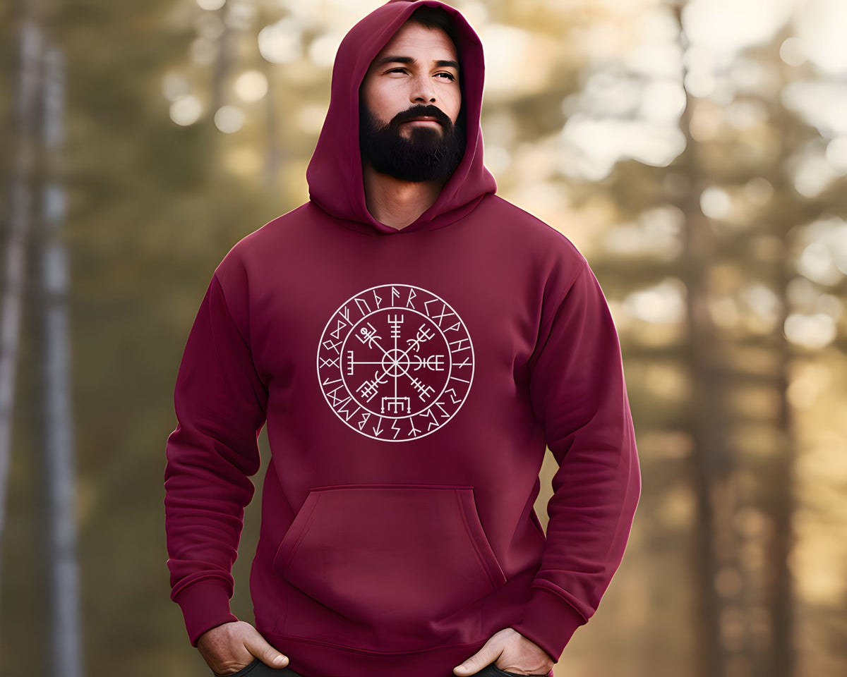 Viking Odin Hoodie - Vegvisir Viking Compass Hoodie or Sweatshirt Runes Goth Pullover Men Icelandic