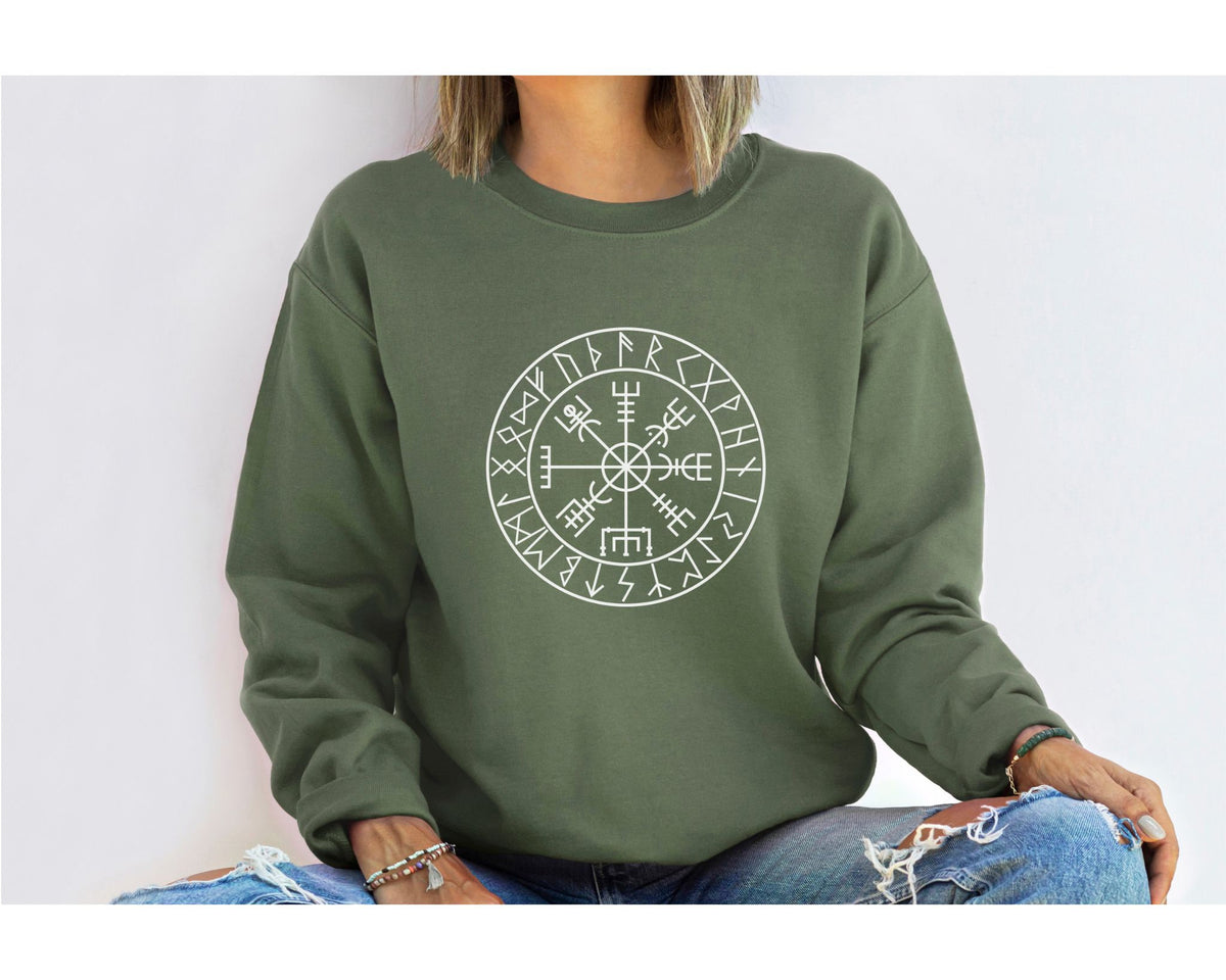 Viking Odin Hoodie - Vegvisir Viking Compass Hoodie or Sweatshirt Runes Goth Pullover Men Icelandic