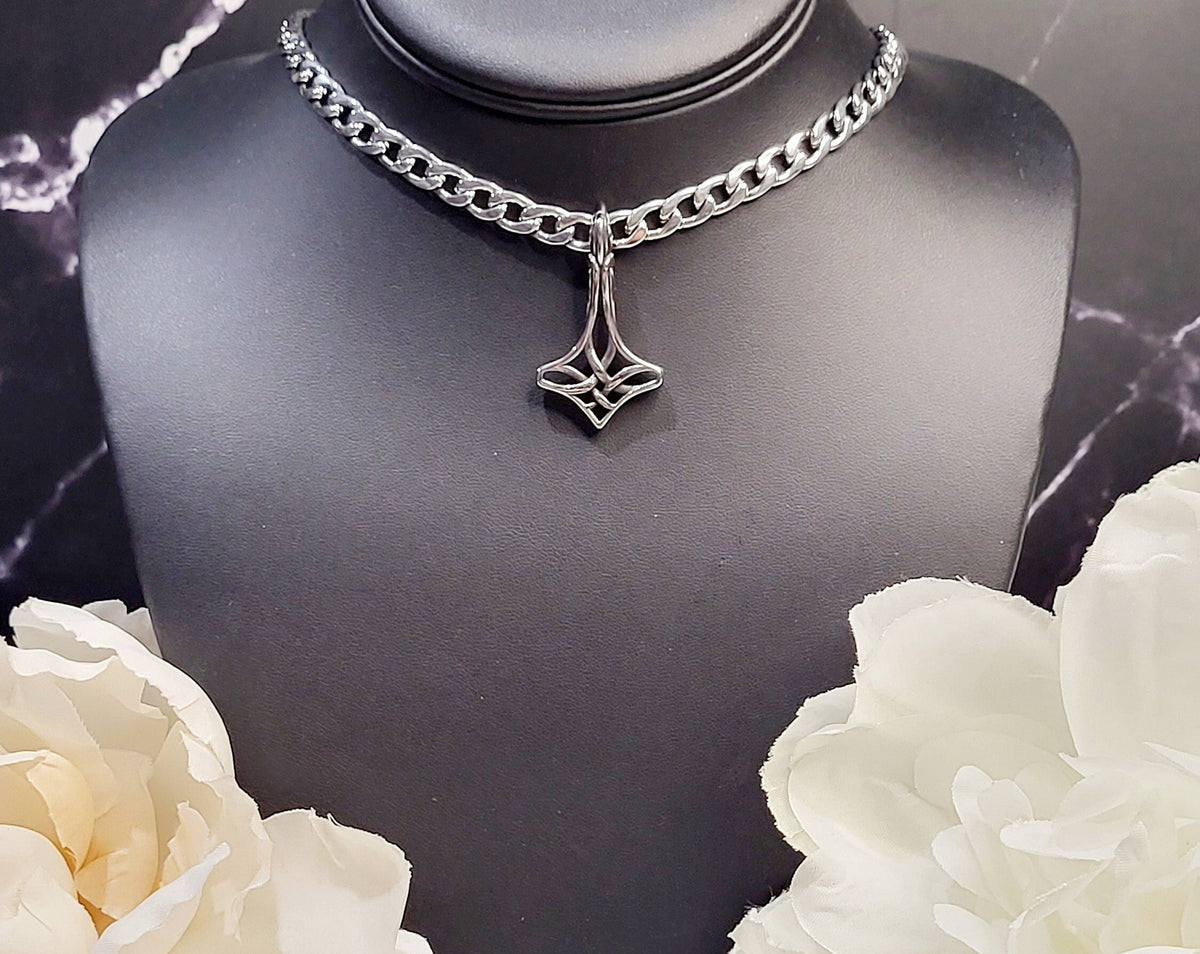Viking Thor's Hammer Necklace - Mjolnir Necklace, Wolf Chain, Fenrir Amulet, Handmade Viking