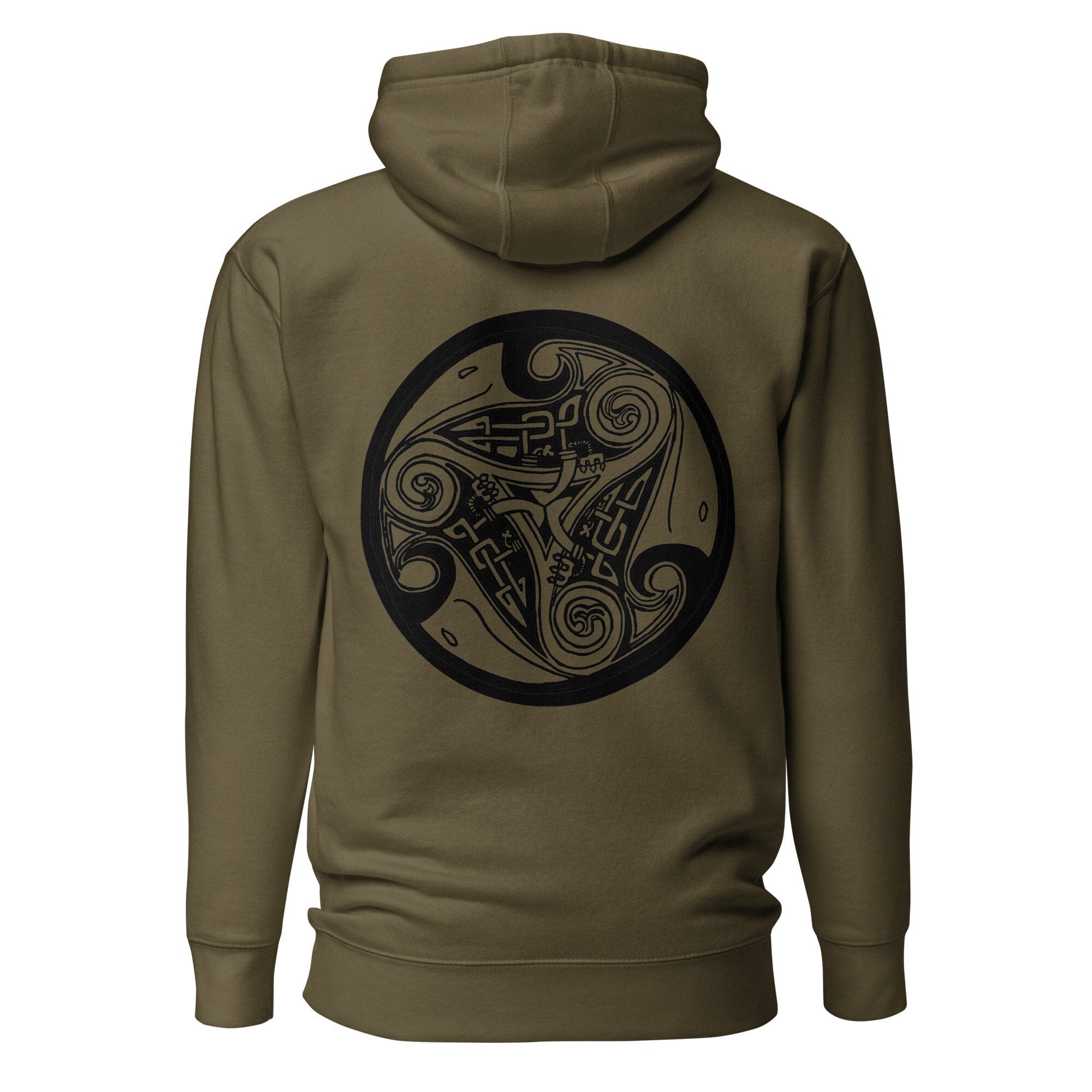 Viking Vegvisir Compass Hoodie - Runic Vegvisir Trident Hoodie - Norse Mythology, CoolMax Lined
