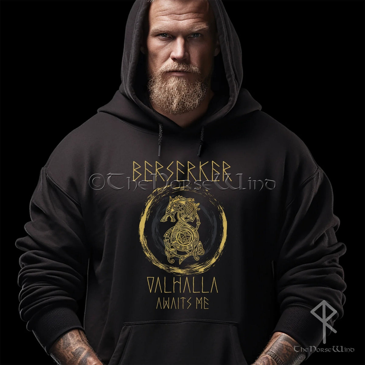 Viking Valhalla Hoodie - Berserker Viking Hoodie, Celtic Knots Bear Valhalla Sweatshirt, Viking