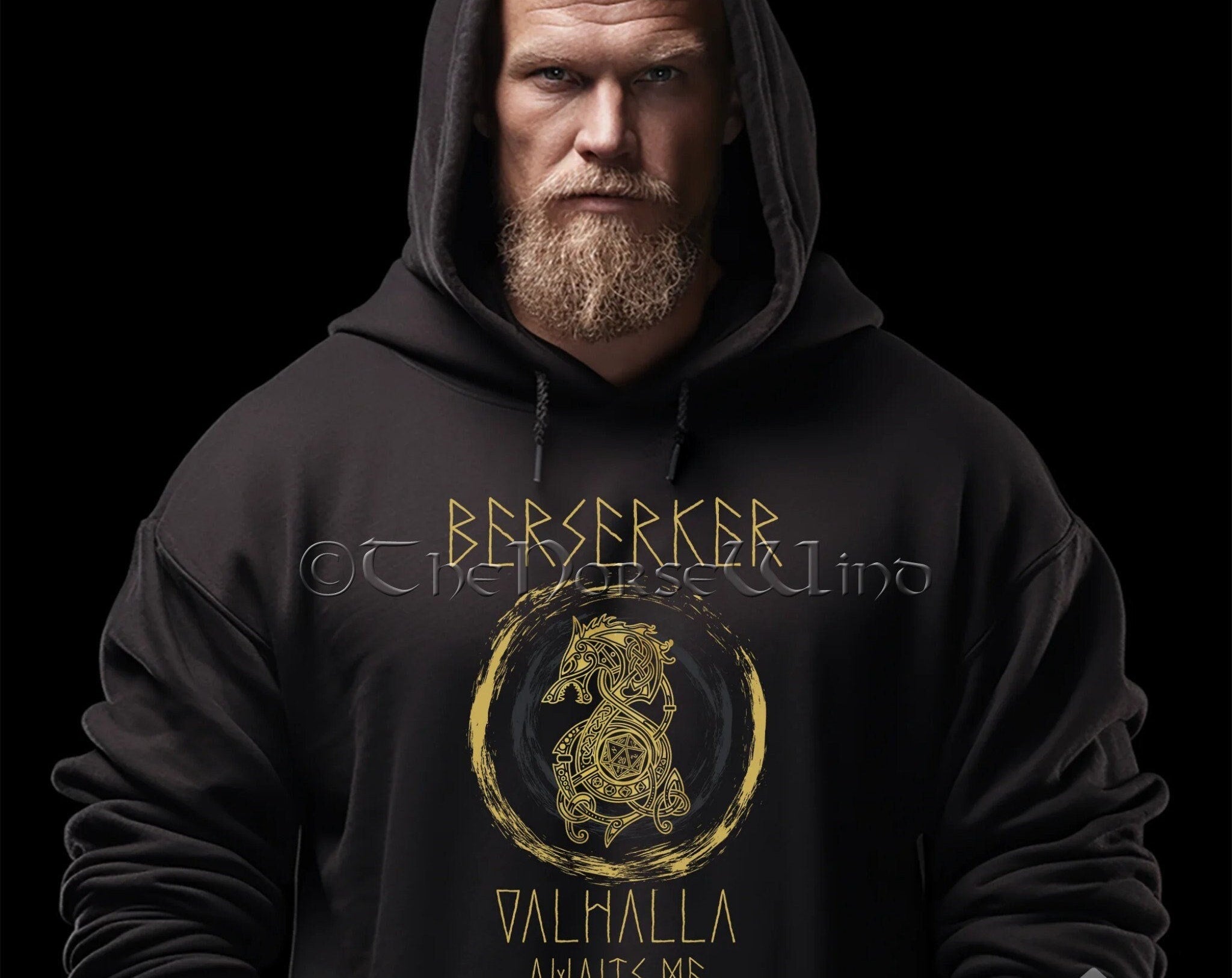 Viking Odin Hoodie - Hugin & Munin Ravens Odin's Viking Organic Hoodie