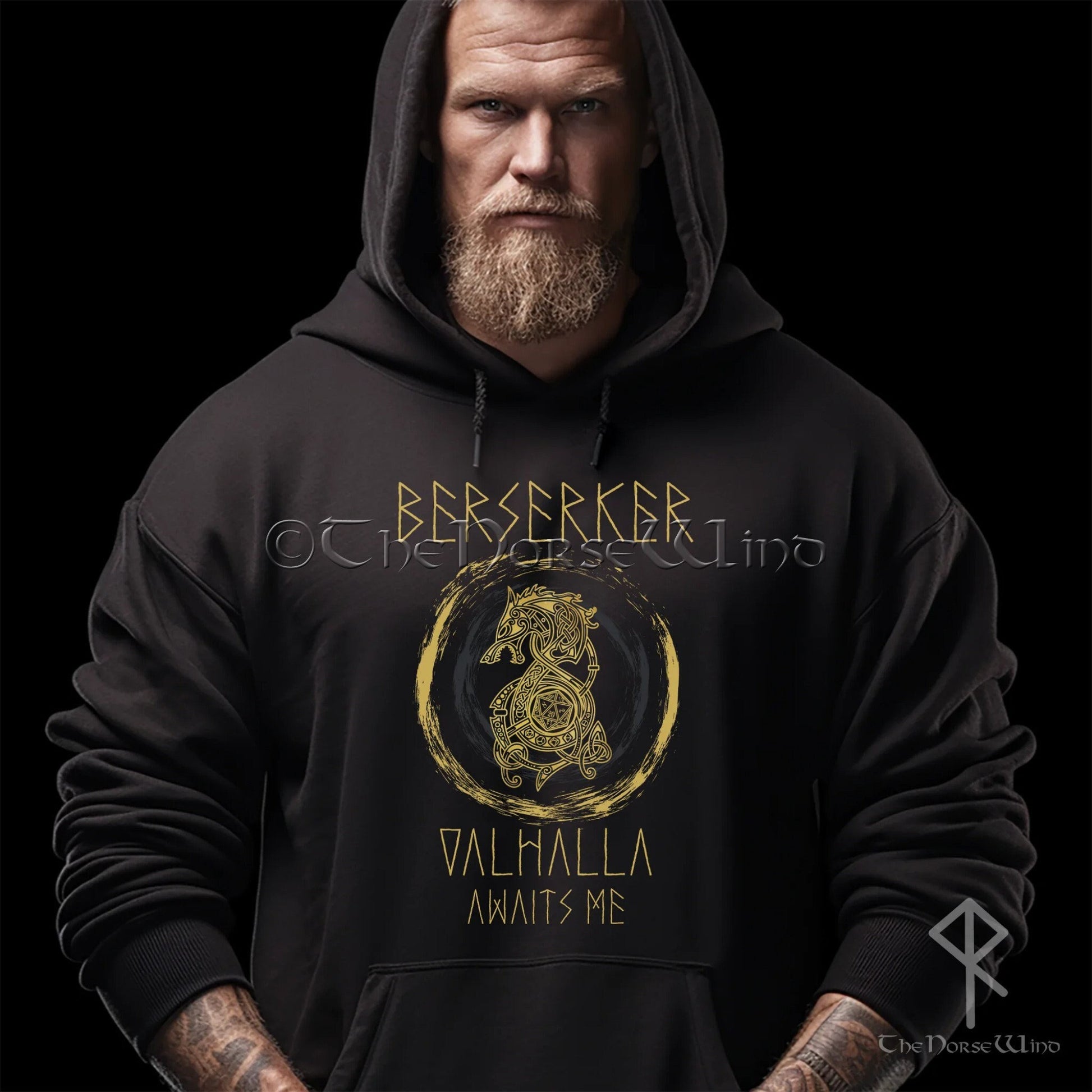Viking Odin Hoodie - Viking Odin 3D Hoodie, Norse Tattoo Art, Unisex Fleece Sweatshirt