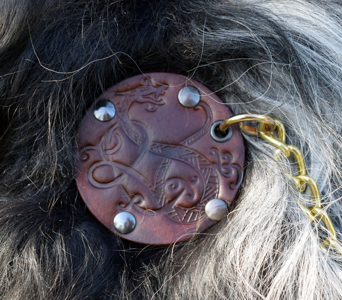 Viking Jacket - Viking Shoulder Fur Cape – Islandic Brown Sheepskin Collar with dragon leather