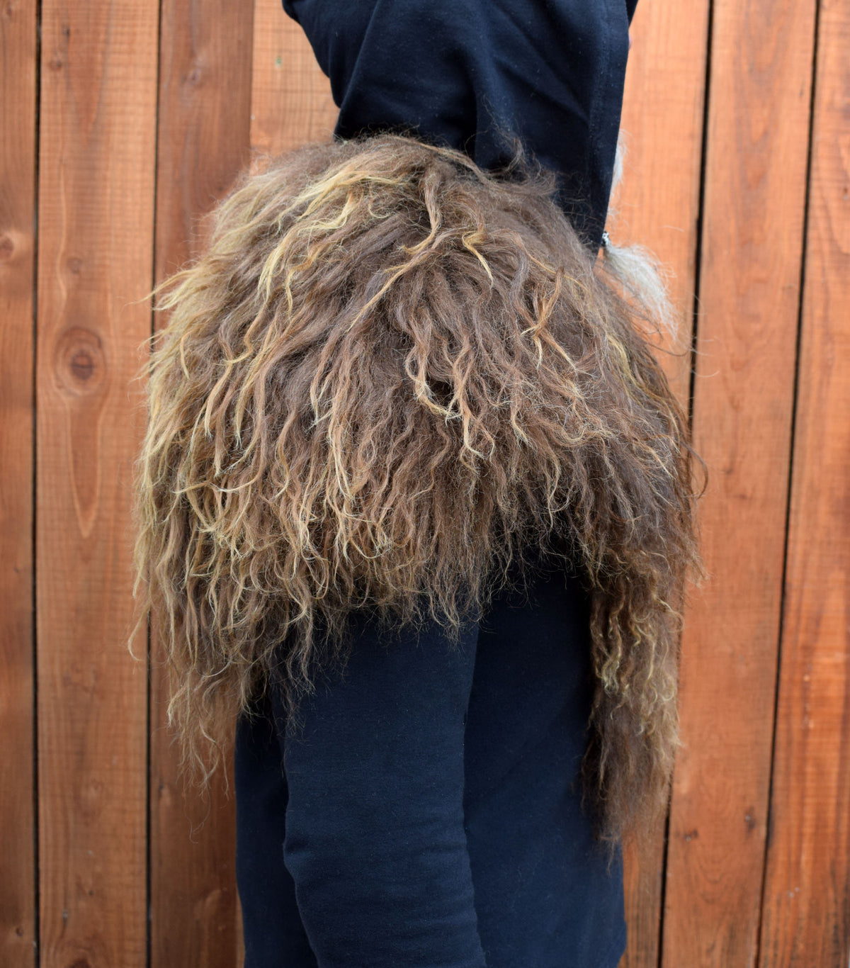 Viking Jacket - Viking Shoulder Fur Cape – Islandic Brown Sheepskin Collar with dragon leather