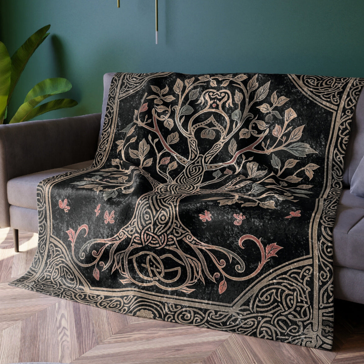 Viking Yggdrasil Tree of Life Blanket - Yggdrasil Minky Large Blanket 60x80, Tree of Life Throw