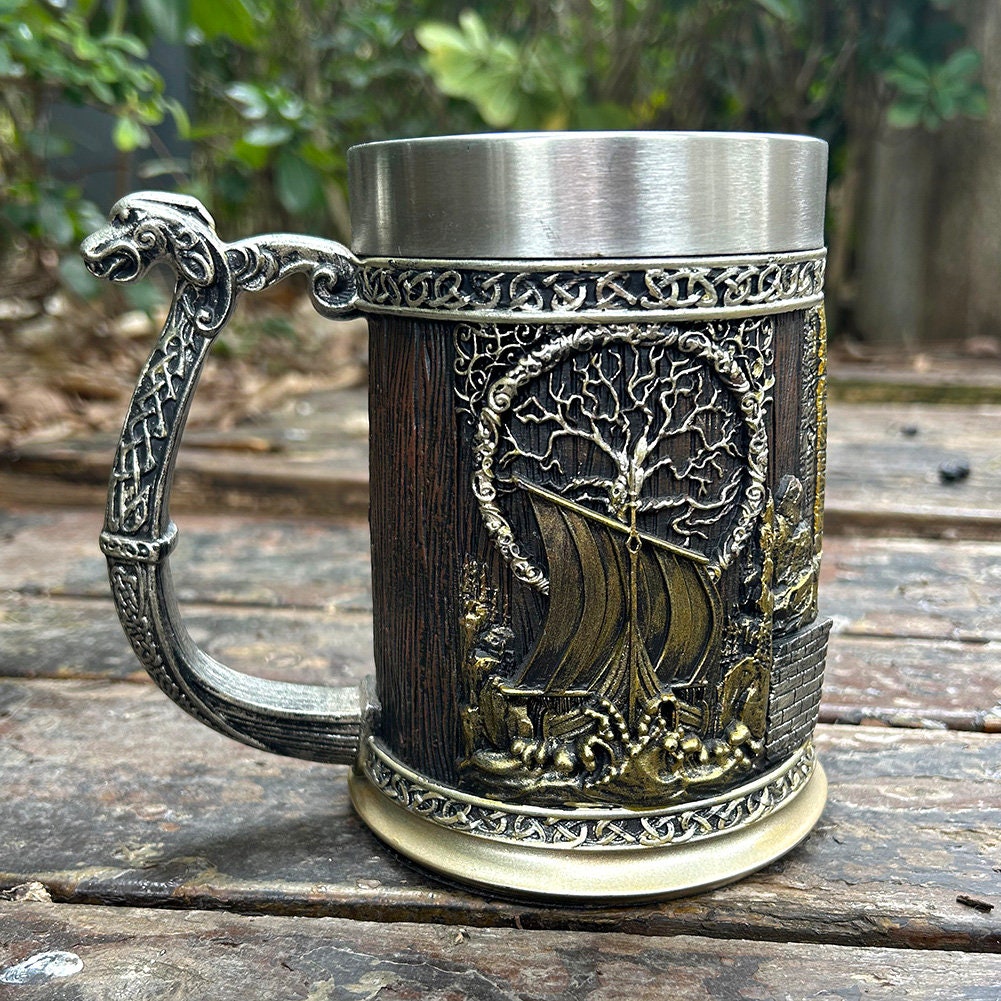 Viking Mug - Viking Horned Skull Warrior Tankard Mug For your favorite Drink