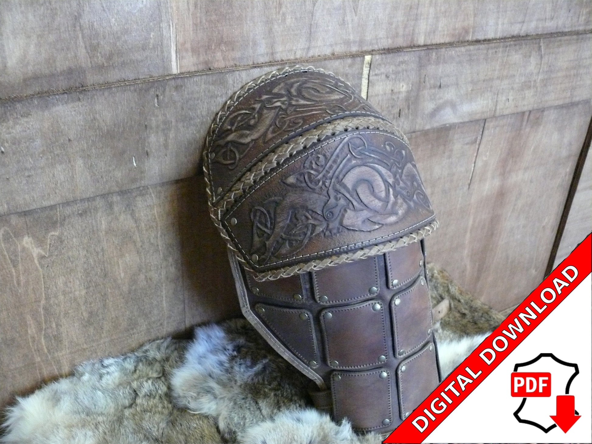 Viking Costume & LARP - Medieval Leather Bracer, Belt and Pouch for Halloween Cosplay, Viking