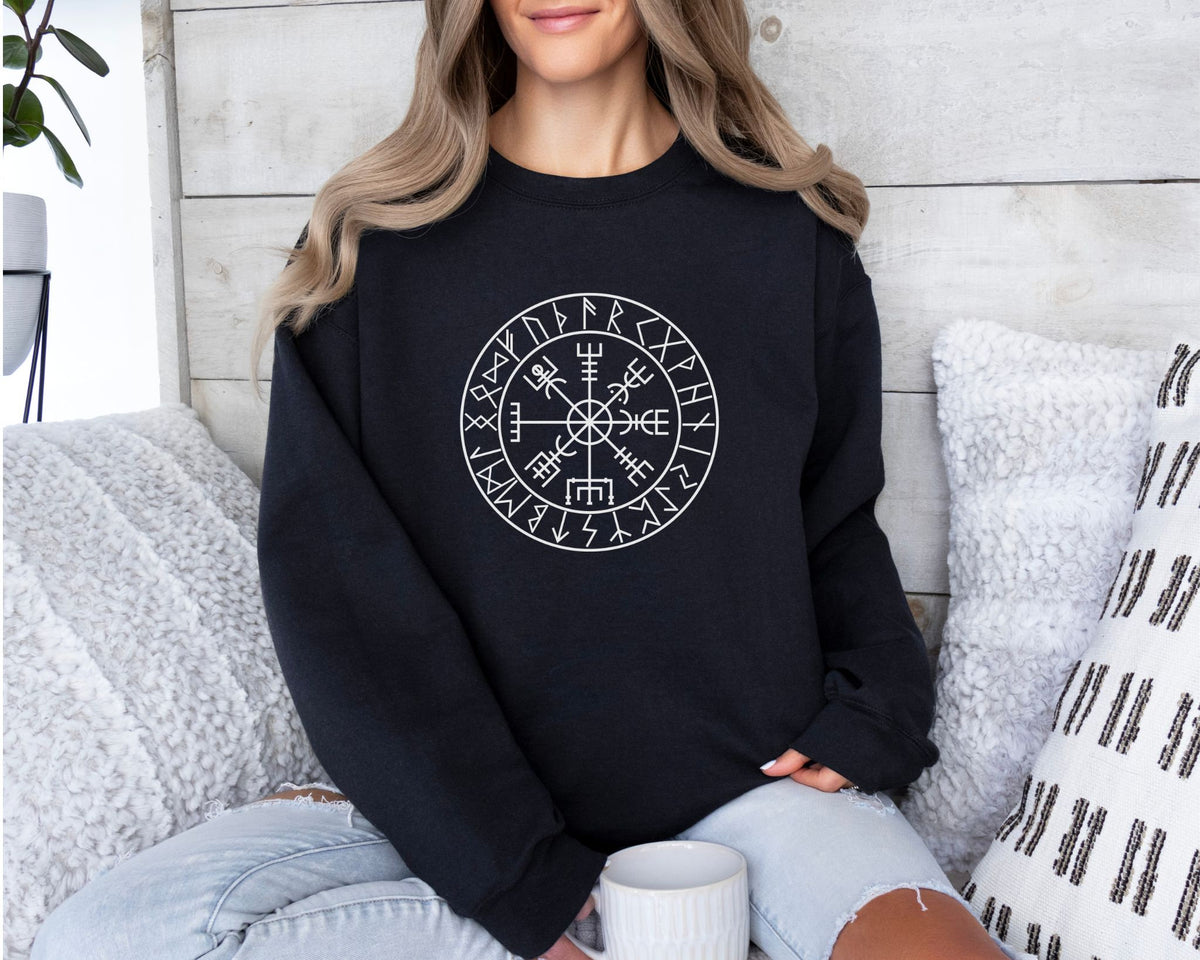 Viking Odin Hoodie - Vegvisir Viking Compass Hoodie or Sweatshirt Runes Goth Pullover Men Icelandic