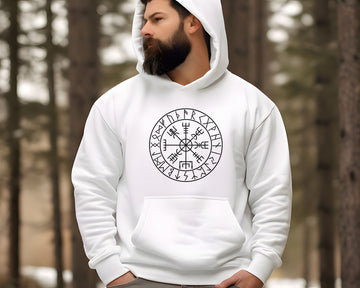 Viking Odin Hoodie - Vegvisir Viking Compass Hoodie or Sweatshirt Runes Goth Pullover Men Icelandic