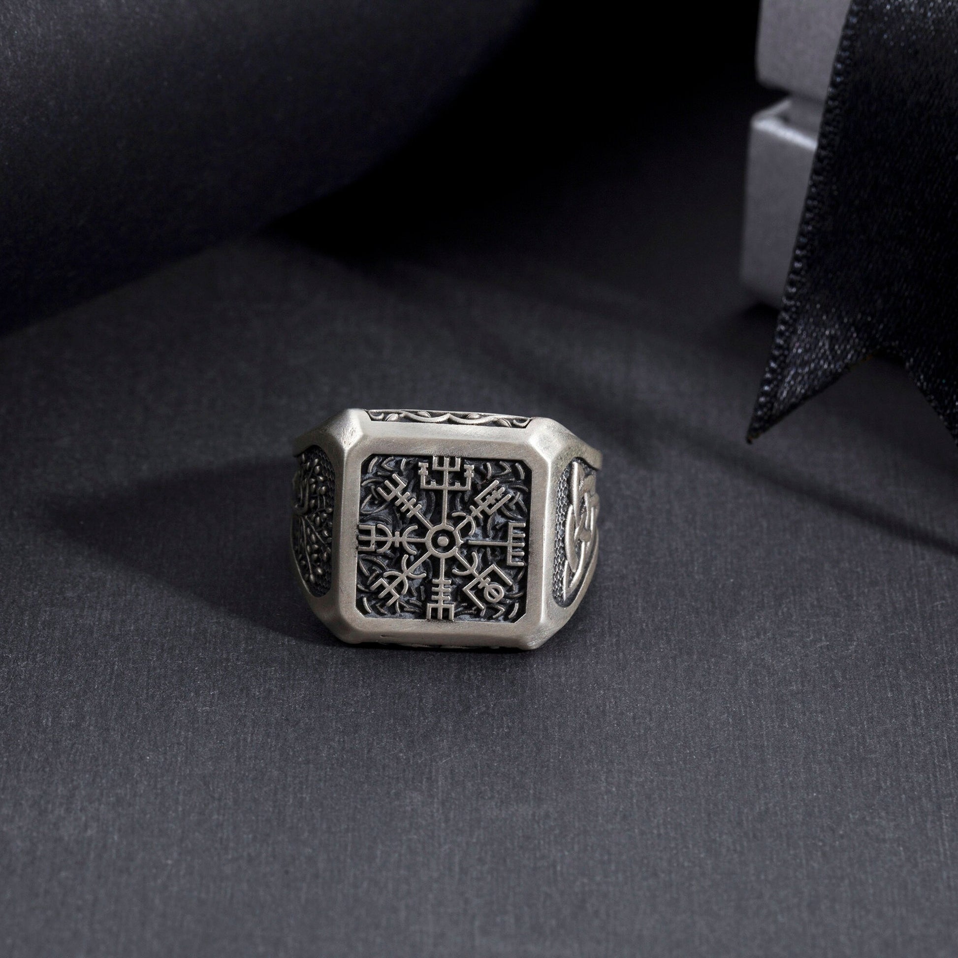 Viking Ring - Sterling Silver Viking Compass Ring, Nordic Tree Of Life