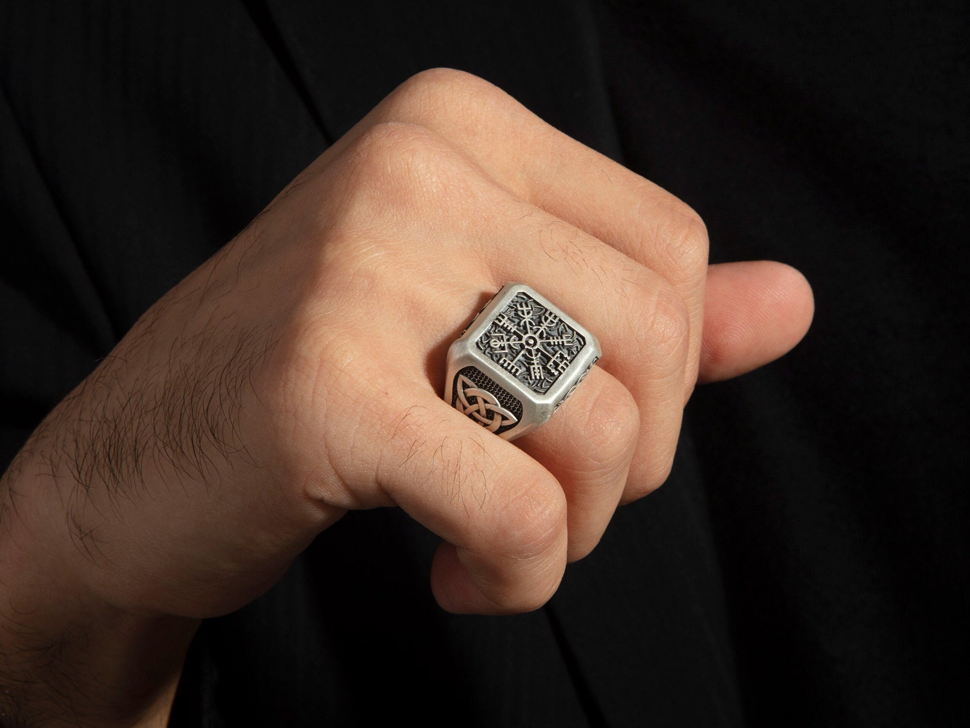 Viking Ring - Sterling Silver Viking Compass Ring, Nordic Tree Of Life