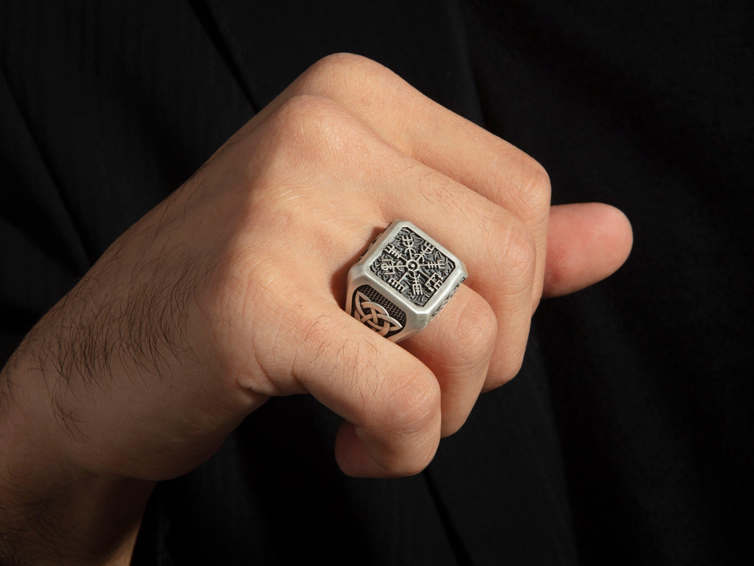 Viking Ring - Sterling Silver Viking Compass Ring, Nordic Tree Of Life