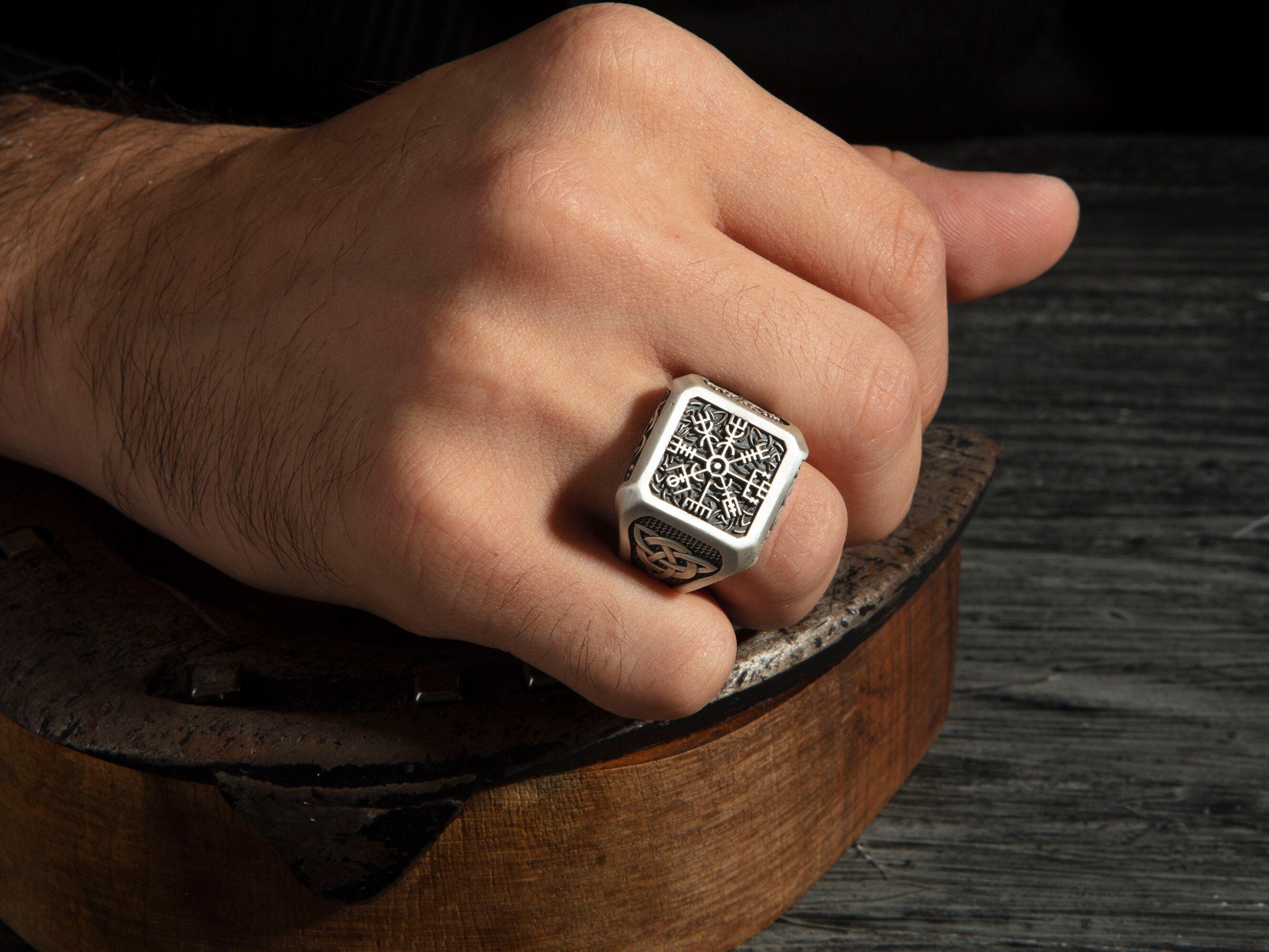 Viking Ring - Sterling Silver Viking Compass Ring, Nordic Tree Of Life
