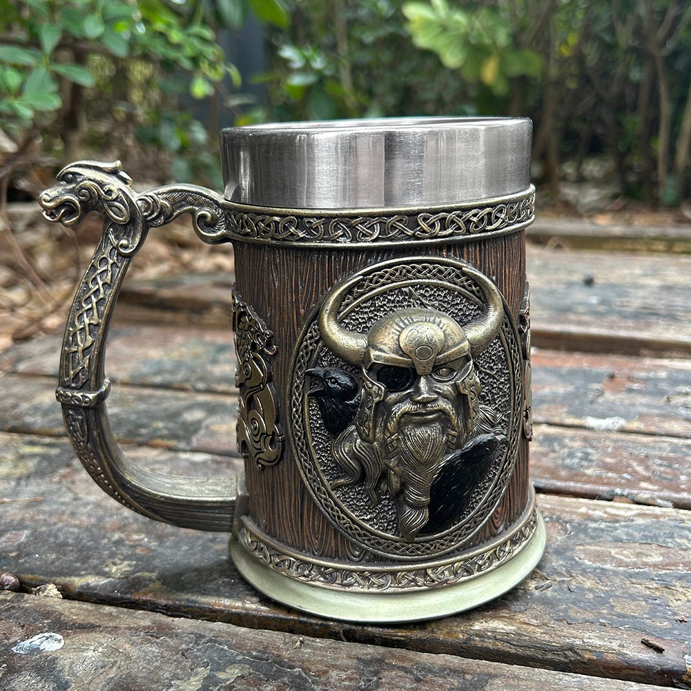 Viking Yggdrasil Tree of Life Mug - Viking Valhalla Ship Drinking Beer Coffee Mug 22 Oz, Viking
