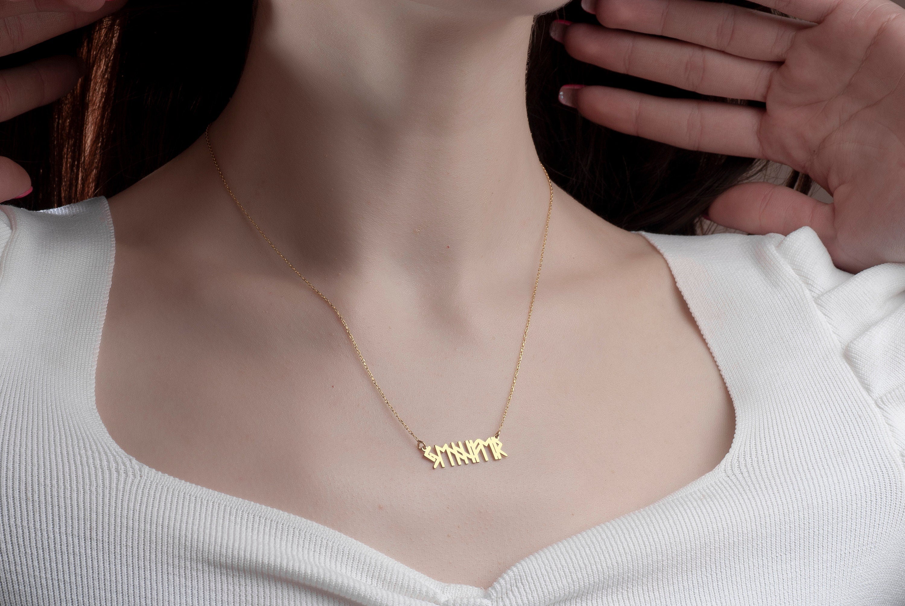 Viking Rune Necklace - Personalized Viking Alphabet Name Necklace Custom Viking Rune Secret Message