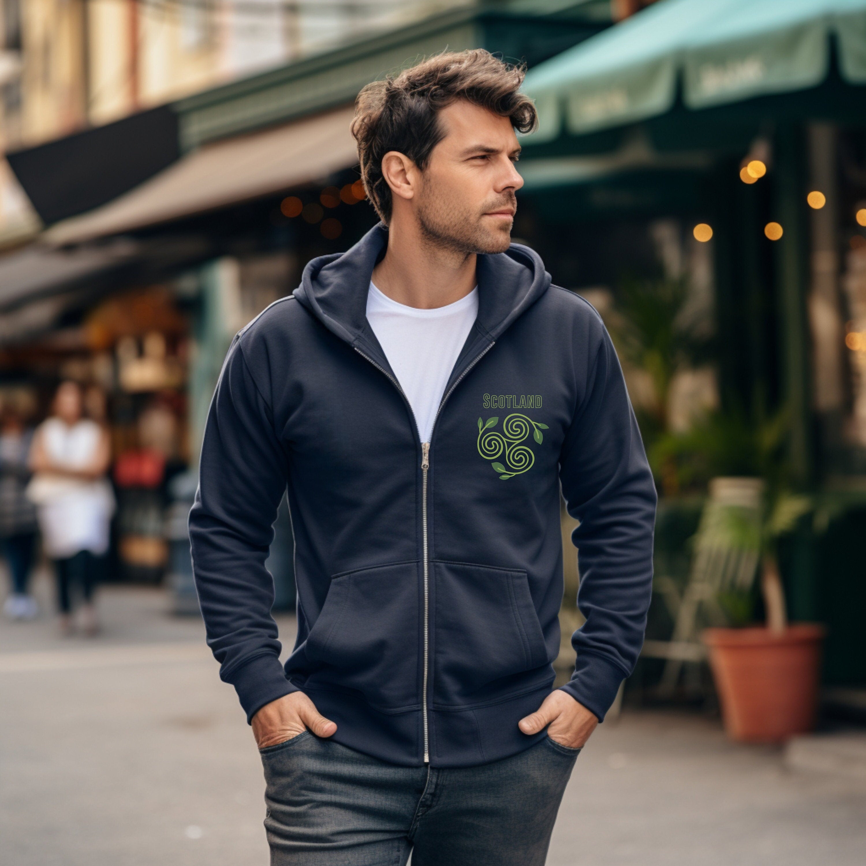 Viking Hoodie - Irish Viking Zip Hoodie, Ireland Flag Norse Ship Jacket, Celtic Unisex Heritage Gift