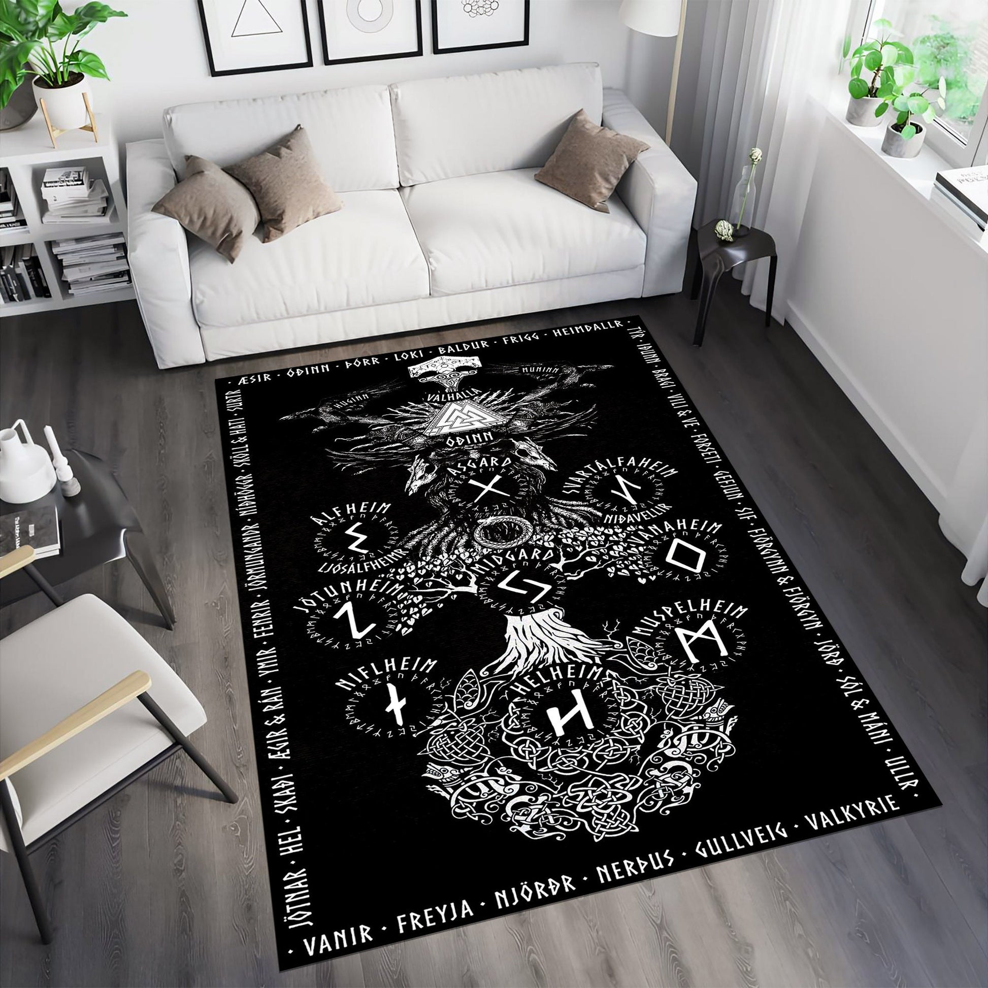 Viking Rug - Mythological Rug, Viking Rug, Viking Pattern, Scandinavian Myth, Nordic Mat, Helm of
