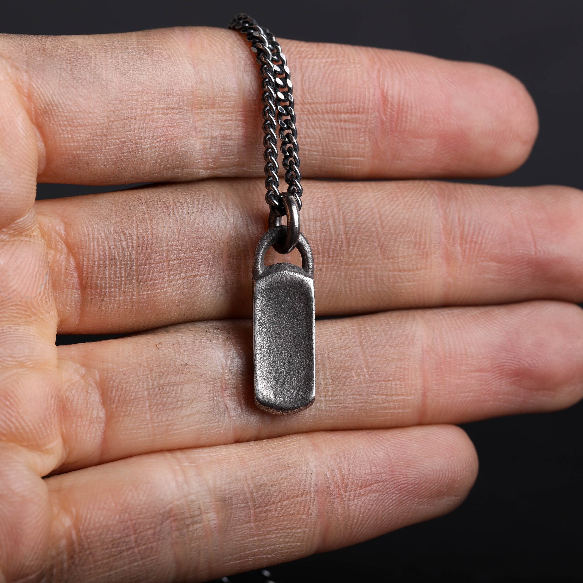 Viking Rune Necklace - Viking Men's Necklace Courage Rune Tag Pendant Handmade in Sterling Silver