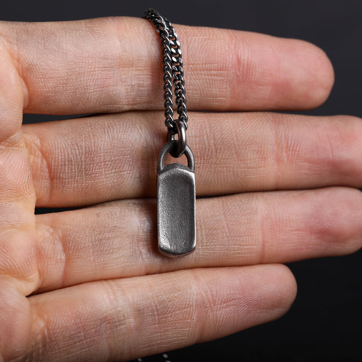 Viking Rune Necklace - Viking Men's Necklace Courage Rune Tag Pendant Handmade in Sterling Silver