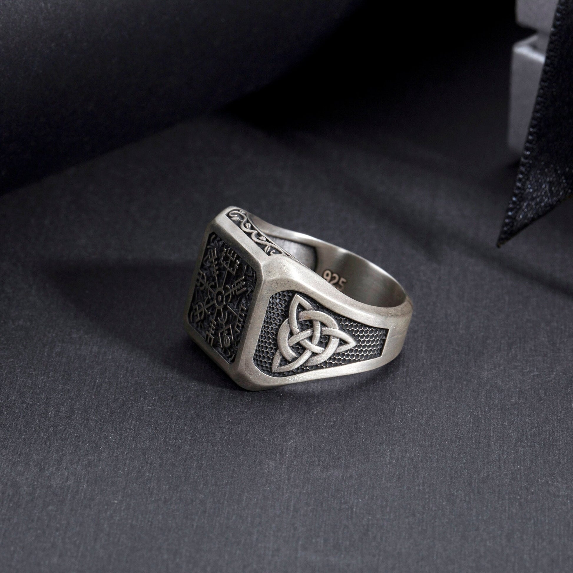 Viking Ring - Sterling Silver Viking Compass Ring, Nordic Tree Of Life