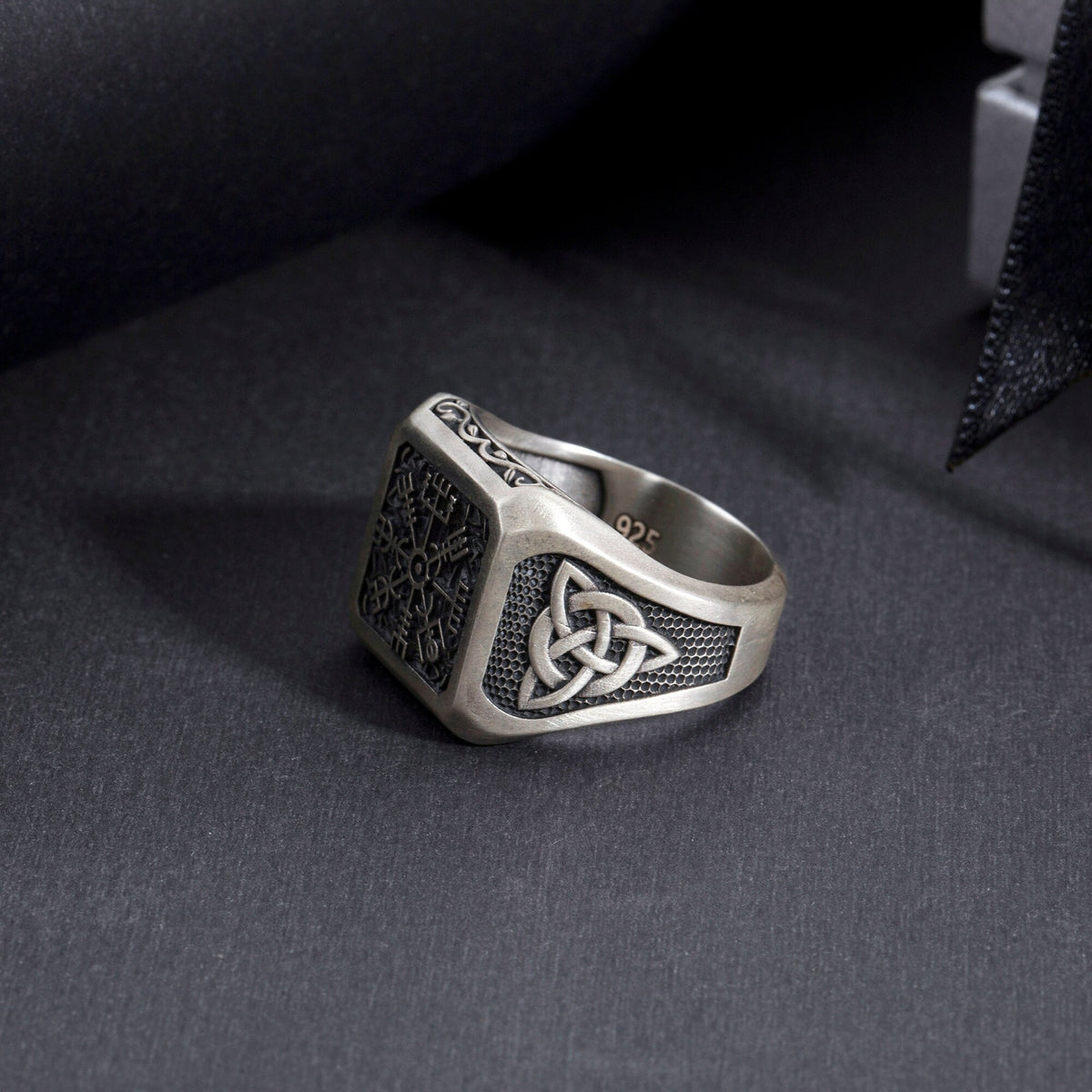 Viking Ring - Sterling Silver Viking Compass Ring, Nordic Tree Of Life