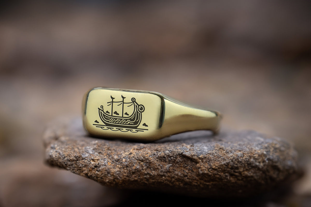 Viking Longship Ring, Oxidized Sterling Silver Band, Ocean Wave Jewelry