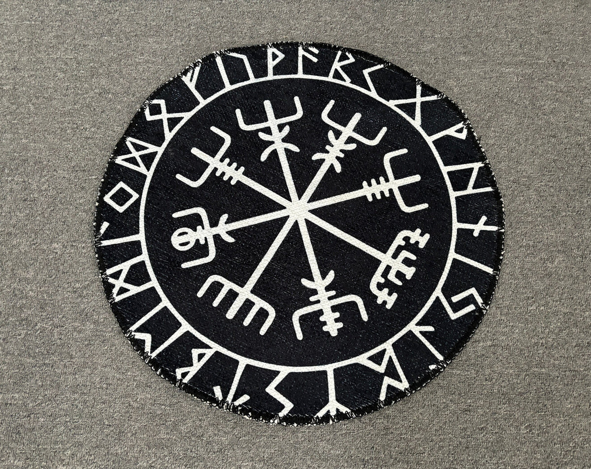 Viking Vegvisir Compass Rug - Round Viking Vegvisir Rug, Norse Compass Area Rug, Celtic Knot Nordic