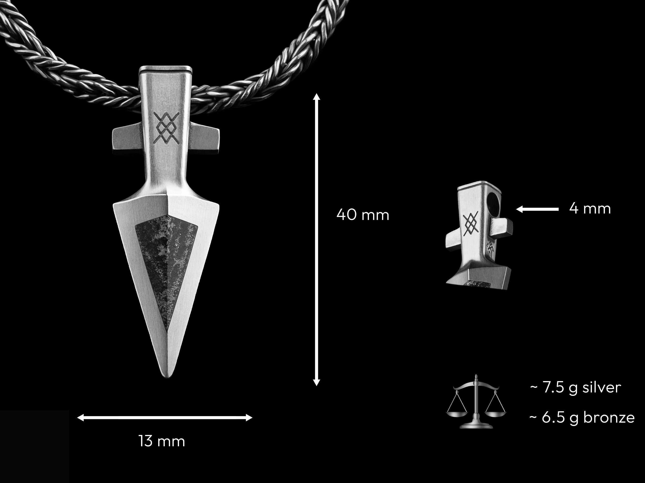 Viking Necklace - Tiger's Eye Arrowhead Pendant: Silver Viking Gungnir Necklace