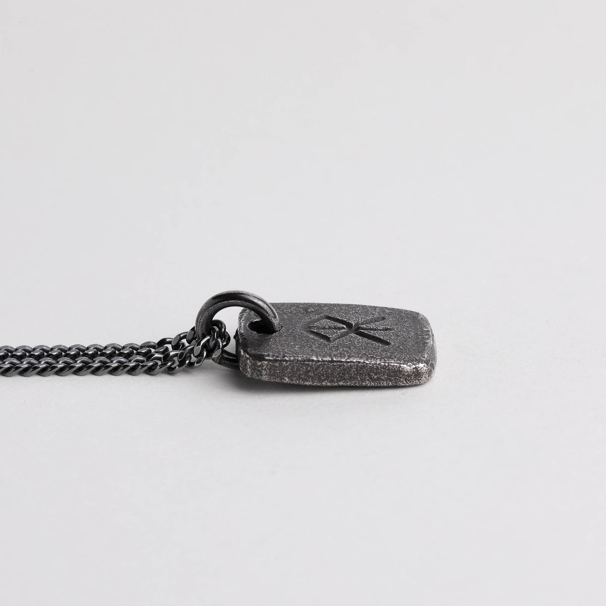 Viking Rune Necklace - Viking Men's Necklace Courage Rune Tag Pendant Handmade in Sterling Silver