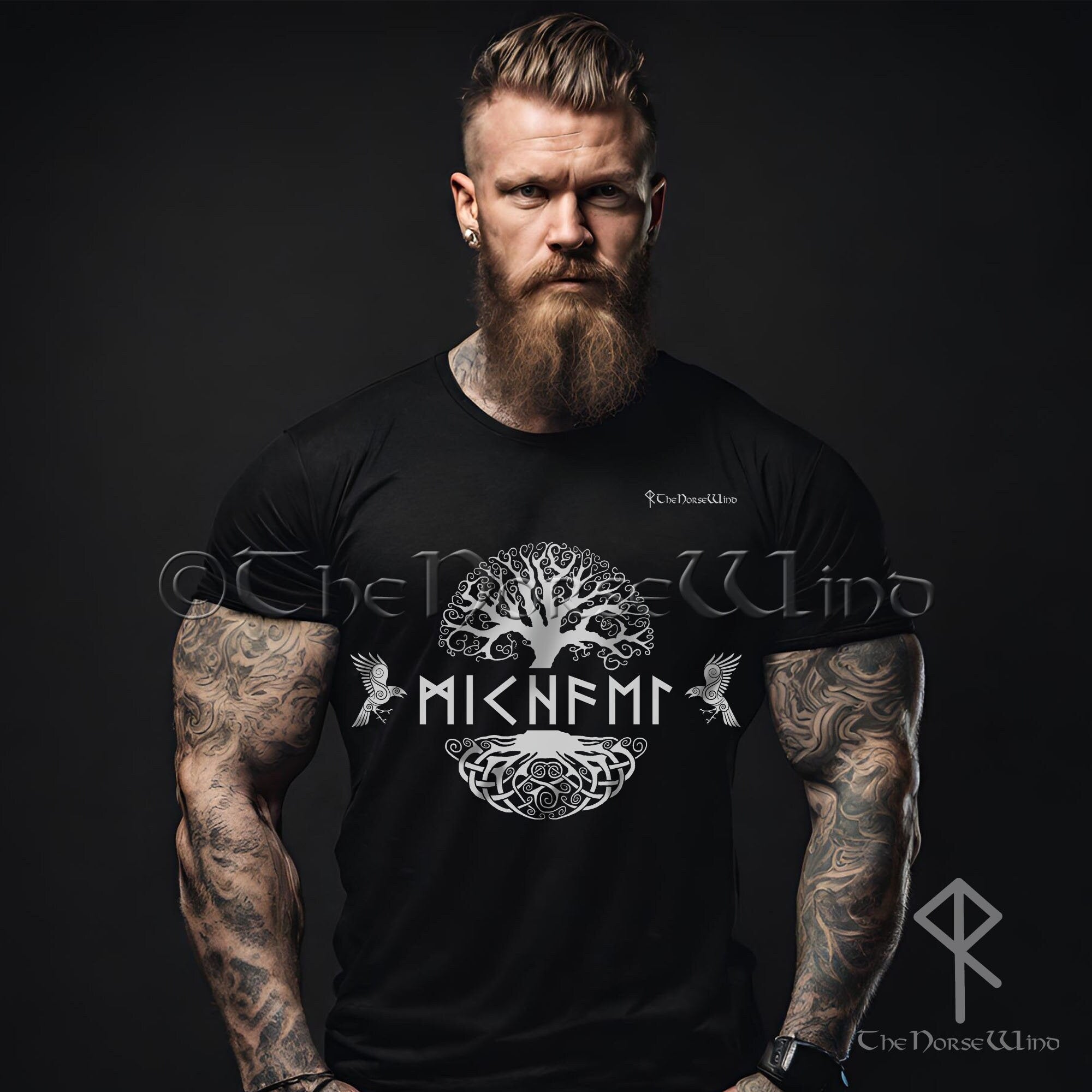 Viking Odin T-Shirt - Viking Warrior Valhalla graphic T-Shirt, Norse Helmet Odin Design